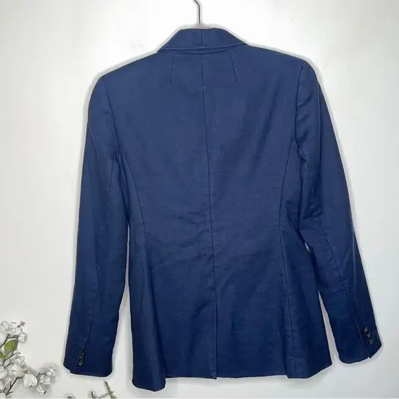 J. CREW Tall Parke Blazer Stretch Linen Navy Blue Sz 2 {K14}